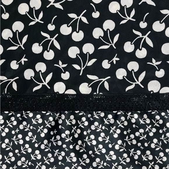 VICTORIA'S SECRET Vintage Satin Cherry Print Tie Waist Kimono Wrap PJ Top Pinup - Picture 10 of 13